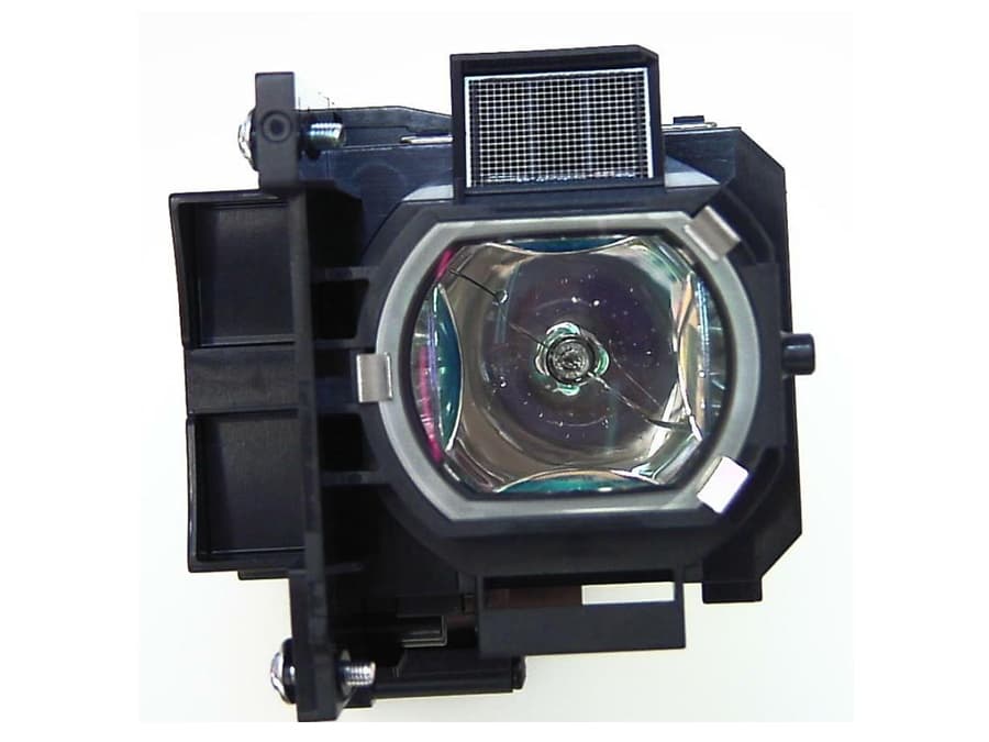 BTI Lamp for HITACHI ImagePro 8957HW, featuring a clear glass lens, black plastic housing, and metal fittings, designed for compatibility with OEM model DT01171 CPX5021NLAMP.
