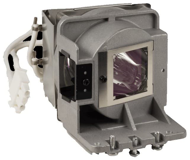 Silver projector lamp with a rectangular glass lens, featuring a metal casing and multiple connectors for installation, designed for INFOCUS IN128HDSTx model.