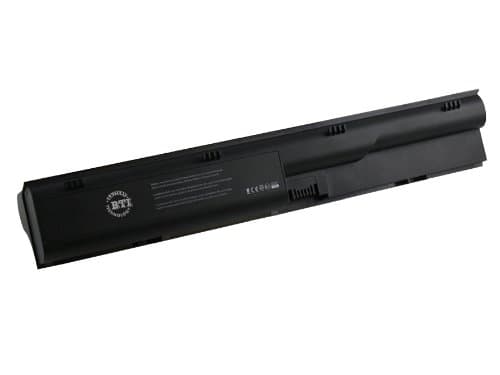 Black BTI replacement battery designed for HP Compaq Probook models 4430s, 4431s, 4530s, and 4535, featuring a sleek, rectangular shape with multiple connectors and ventilation slots.