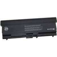 Black BTI replacement battery for Lenovo Thinkpad T410/20/30, rectangular with white text and certification symbols.