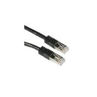 Black 1m Cat5e patch cable with durable plastic connectors, featuring gold-plated contacts for improved connectivity and performance.