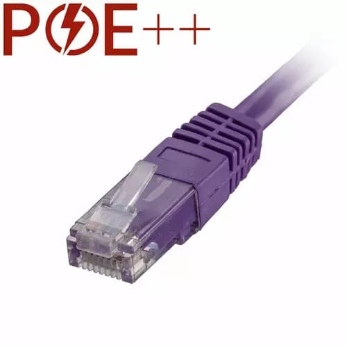 Violet 0.5m Cat6 RJ45 Ethernet cable with a flush moulded boot and 24AWG U/UTP PVC material, designed for high-speed network connections.