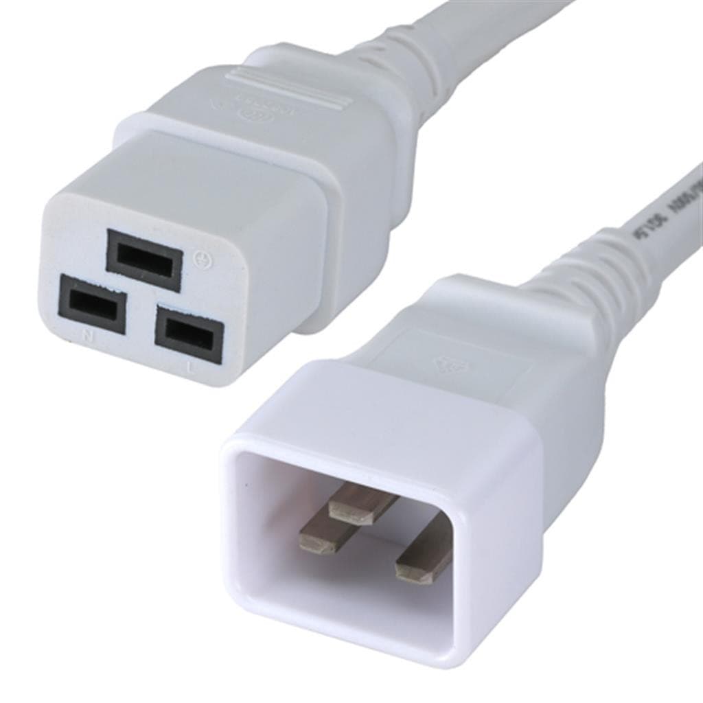 Cablenet 1m IEC C20 - IEC C19 White PVC 1.5mm Power Leads - image 2