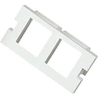 White Cablenet 2 Port Keystone Housing, rectangular with two square openings, 25mm x 50mm dimensions.