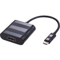 Black Cablenet USB 3.1c to HDMI adapter, 20cm cable, rectangular body with striped design, HDMI 1.4b female port.
