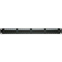 Black Cablenet 24 Port Cat6 UTP 1u Eco Patch Panel with labeled ports and mounting brackets.