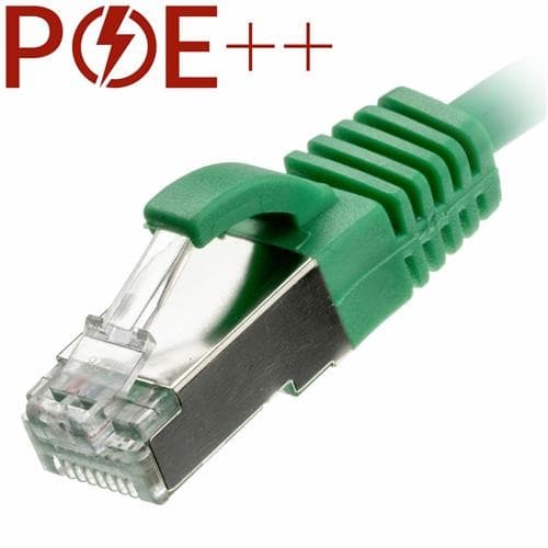 Green 2m Cat6a RJ45 Ethernet cable with a slim snagless booted design, featuring a transparent connector and 30AWG U/FTP LSOH material for enhanced performance.
