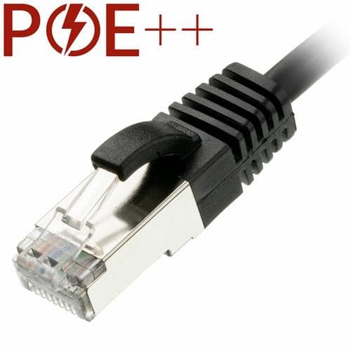 Black 3m Cat6a RJ45 Ethernet cable with a slim snagless booted connector, featuring U/FTP and LSOH materials, designed for high-speed data transmission.