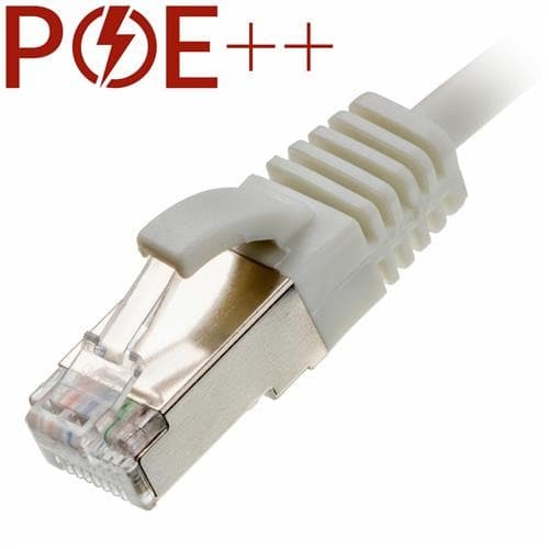 White 3m Cat6a RJ45 Ethernet cable with a slim, snagless booted design, featuring a transparent connector and metal shielding for enhanced performance.