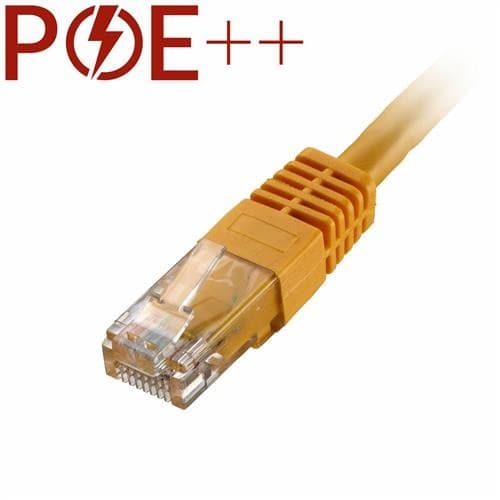 Yellow 4m Cat6 RJ45 Ethernet cable with a flush moulded boot, made of PVC and 24AWG wire, designed for reliable network connectivity.