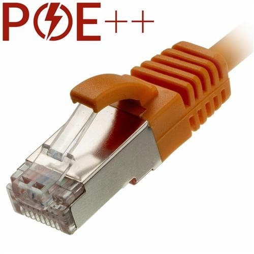 Orange 4m Cat6a RJ45 Ethernet cable with U/FTP shielding, featuring a slim 30AWG design and snagless boot for easy connectivity.