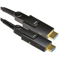 Black Cablenet 50m detachable AOC HDMI cable with gold-plated connectors and textured grip design.