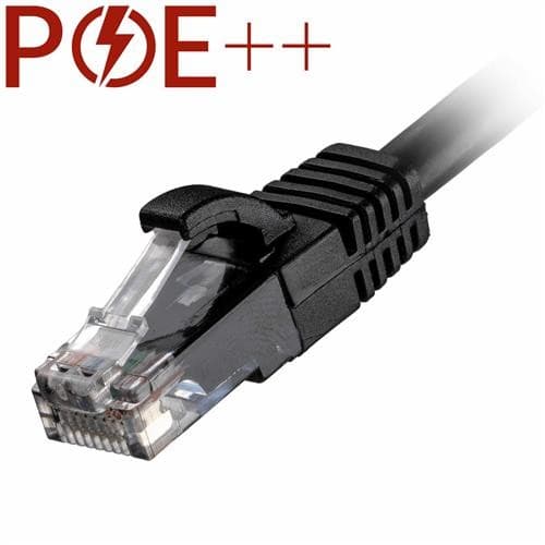 Black 5m Cat6 RJ45 Ethernet cable with a snagless booted connector, featuring a transparent clip and flexible U/UTP LSOH 24AWG material for efficient data transmission.