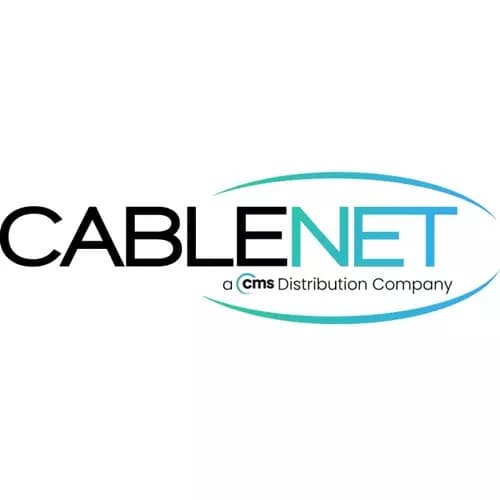 Networking cable in a blue and black design, labeled "Cablenet CNL C6A Rd SFTP Ls 26AWG Strnd 500m," featuring a durable, flexible construction suitable for high-speed data transmission.