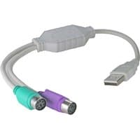 Gray Cablenet USB Type A Male to dual PS2 Female adapter, with green and purple connectors.