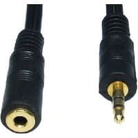 Black 2m Cables Direct 3.5mm audio cable, male to female connectors, gold-plated tips.
