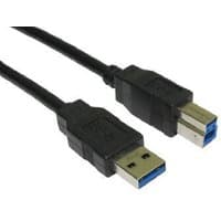 Black 2m USB 3.0 cable with USB A and USB B connectors, blue inner ports, by Cables Direct.