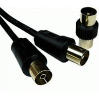 Black Cables Direct 2TVREV-03K coaxial cable, 3 m, with gold-plated connectors and detachable adapter.