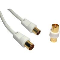 White 3m coaxial cable with gold-plated connectors by Cables Direct.