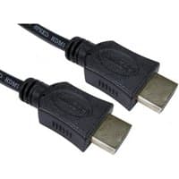 Black HDMI cable 1m with standard Type A connectors, Cables Direct branding on connectors.