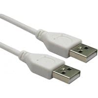 White 2-meter USB 2.0 cable with USB A connectors, sleek design by Cables Direct.
