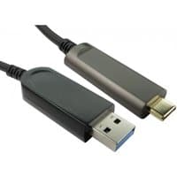 Black USB 3.2 Gen 1 cable, 10m, with USB A and USB C connectors, sleek design by Cables Direct.