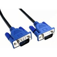 Black and blue VGA cable with D-Sub connectors, 1 meter length, featuring metal pins and plastic casing.