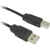 Black 2m USB 2.0 cable with USB A and USB B connectors, textured grips, by Cables Direct.