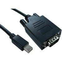 Black Cables Direct Mini DisplayPort to VGA cable, 2m length, featuring Mini DP and VGA connectors.