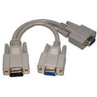 Grey SVGA splitter cable, 20cm, with one VGA input and two VGA outputs, featuring D-Sub connectors by Cables Direct.