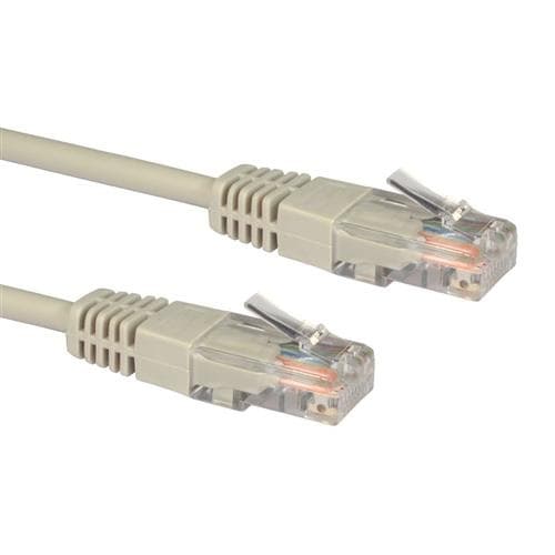 Grey 40m Cat5e U/UTP networking cable featuring transparent connectors with locking tabs at both ends.