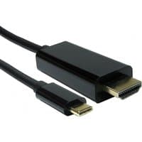 Black USB-C to HDMI cable, 3m length, gold-plated connectors, supports 4K at 60Hz, by Cables Direct.