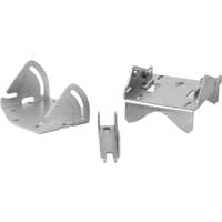 Chrome Cambium Networks mounting kit with three metal brackets, angular design, and slotted holes for installation.