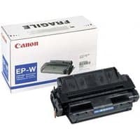 Canon black toner cartridge EP-W with box, designed for LBP-WX, yields 15K pages, rectangular shape, black casing.