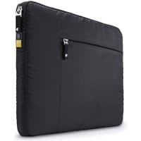 Black Case Logic 15.6" laptop sleeve with zippered front pocket and padded design for protection.