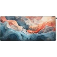 Blue and orange abstract wave-patterned XL gaming mouse pad, Cherry XTRFY GP5 Amnis Blue.