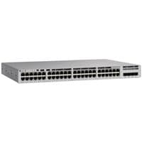 Cisco Catalyst C9200L-48PL-4X-E switch, 48-port PoE+, rack-mountable, sleek gray design with ventilation slots.