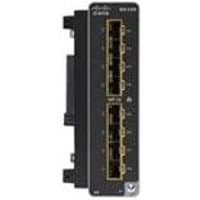 Cisco IE3300 network switch module, black with multiple Ethernet ports and LED indicators.