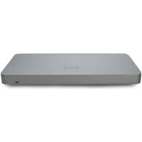 Sleek silver Cisco Meraki MX75-HW firewall with rounded edges and front LED indicator, 1 Gbit/s capacity.