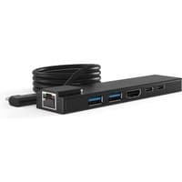 Black Compulocks 1-Meter Cable USB-C Hub with Ethernet, HDMI, USB ports, and coiled cable.