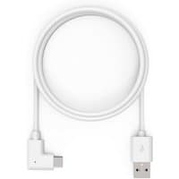 White 6ft USB-A to 90-degree USB-C charging cable with right angle connector by Compulocks.