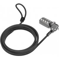 Black Compulocks T-bar security cable lock with combination dial and looped end.