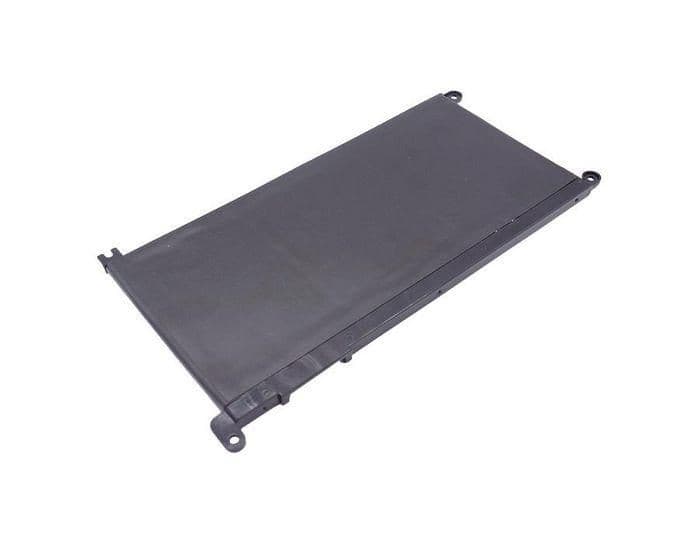 Black rectangular laptop battery with a smooth surface, featuring rounded corners and mounting clips on the sides, designed for Dell laptops with a capacity of 42Wh.