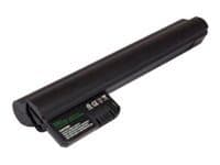 Black CoreParts MBI2124 notebook spare part battery with a smooth plastic exterior and a label featuring safety and compatibility information.