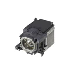 CoreParts ML12498 projector lamp features a metallic housing with a hexagonal glass lens, designed for 360 W output, showcasing a compact and robust structure.