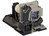 CoreParts ML12525 projector lamp features a gray and black housing with a rectangular base, a cylindrical bulb, and visible electrical connectors for installation.