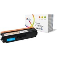 CoreParts QI-BR1005C cyan toner cartridge, black casing, orange top, with branded packaging in background.