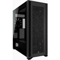 Black Corsair 7000D Airflow full tower PC case with mesh front panel and tempered glass side.
