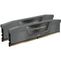 Corsair Vengeance 32GB DDR5 DRAM kit, gray heatsinks with Vengeance logo, gold contact pins, dual 16GB modules.