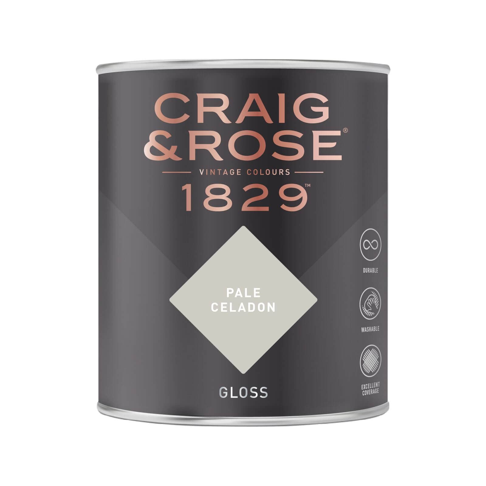 Craig and Rose 1829 Eggshell Paint, Pale Celadon 1L | Durable, Low-Sheen Finish for Wood and Metal, Interior Use - image 2